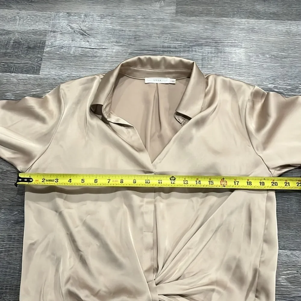 LUSH NWOT Elegant Cream Champagne Satin Blouse - S - Picture 9 of 9
